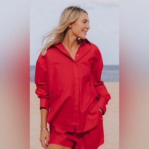 Oversized Button Down - Red XS/S